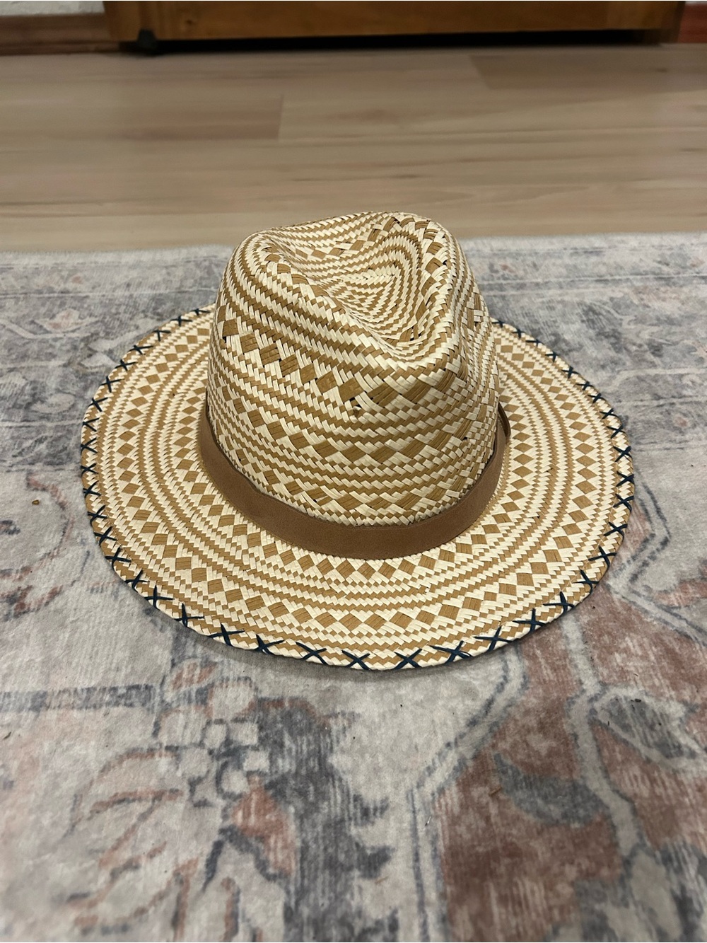 pistil Natural Straw Fedora with Brown Band and Black Trim